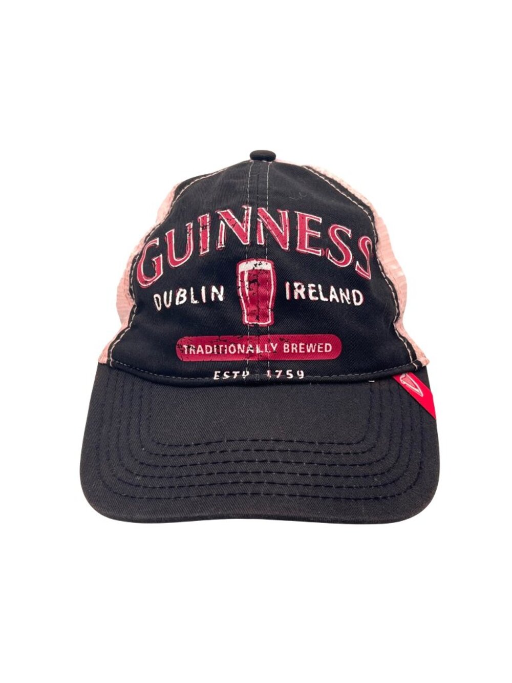 Guinness Beer Dublin Ireland Trucker Flop Hat Cap Traditionally Brewed Logo Pink